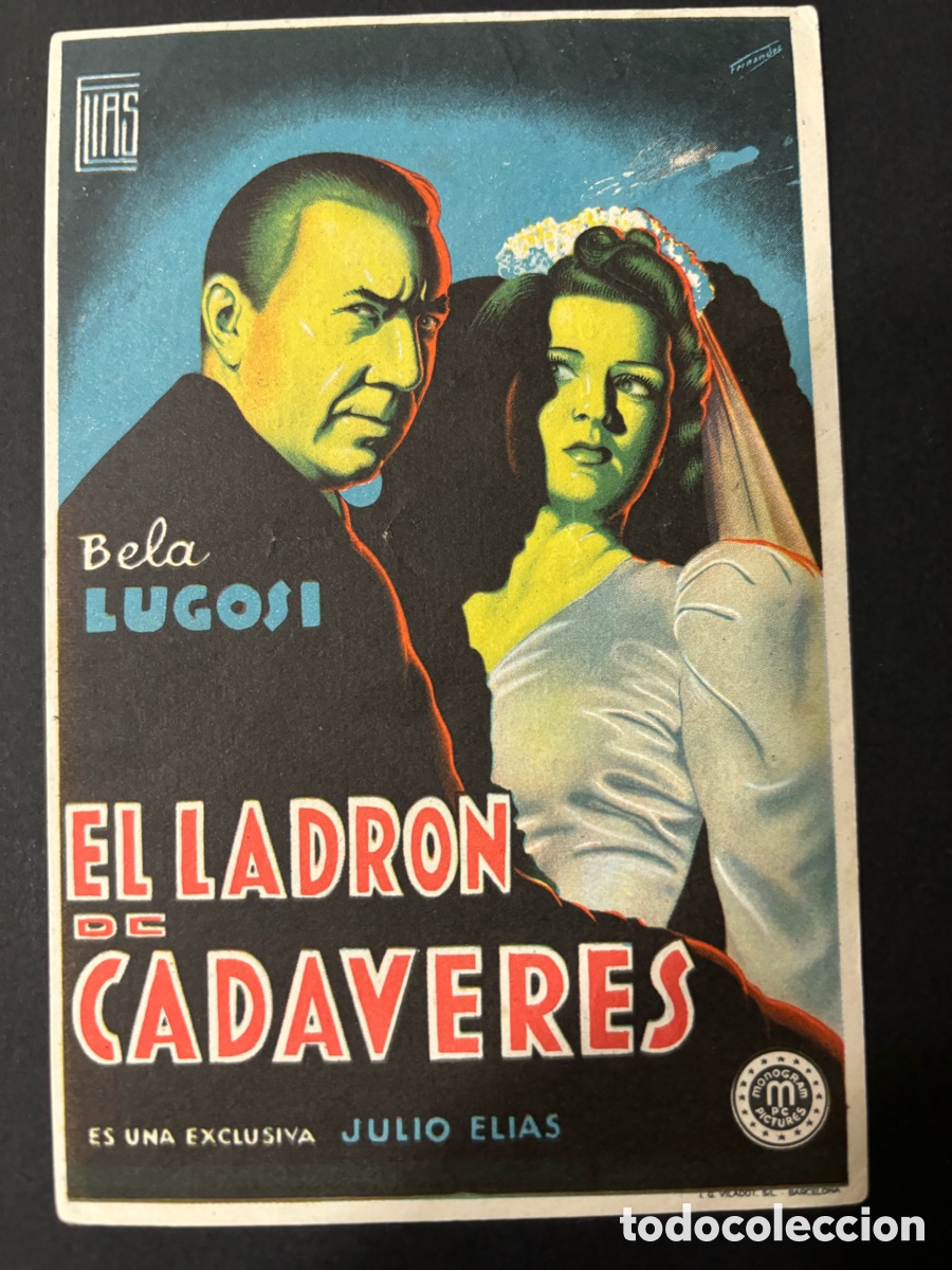 Cinema: Programa ladr&oacute;n de cadaveres Bela Lugosi con publicidad cine Arosa A10
