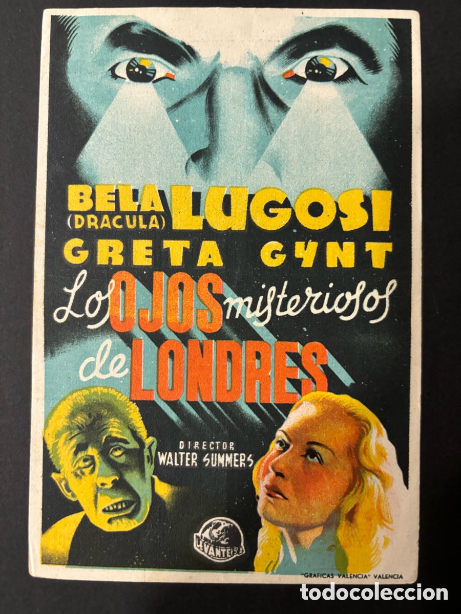 Cinema: Programa los ojos misteriosos de Londres Bela Lugosi con publicidad teatro principal Alcoy A10