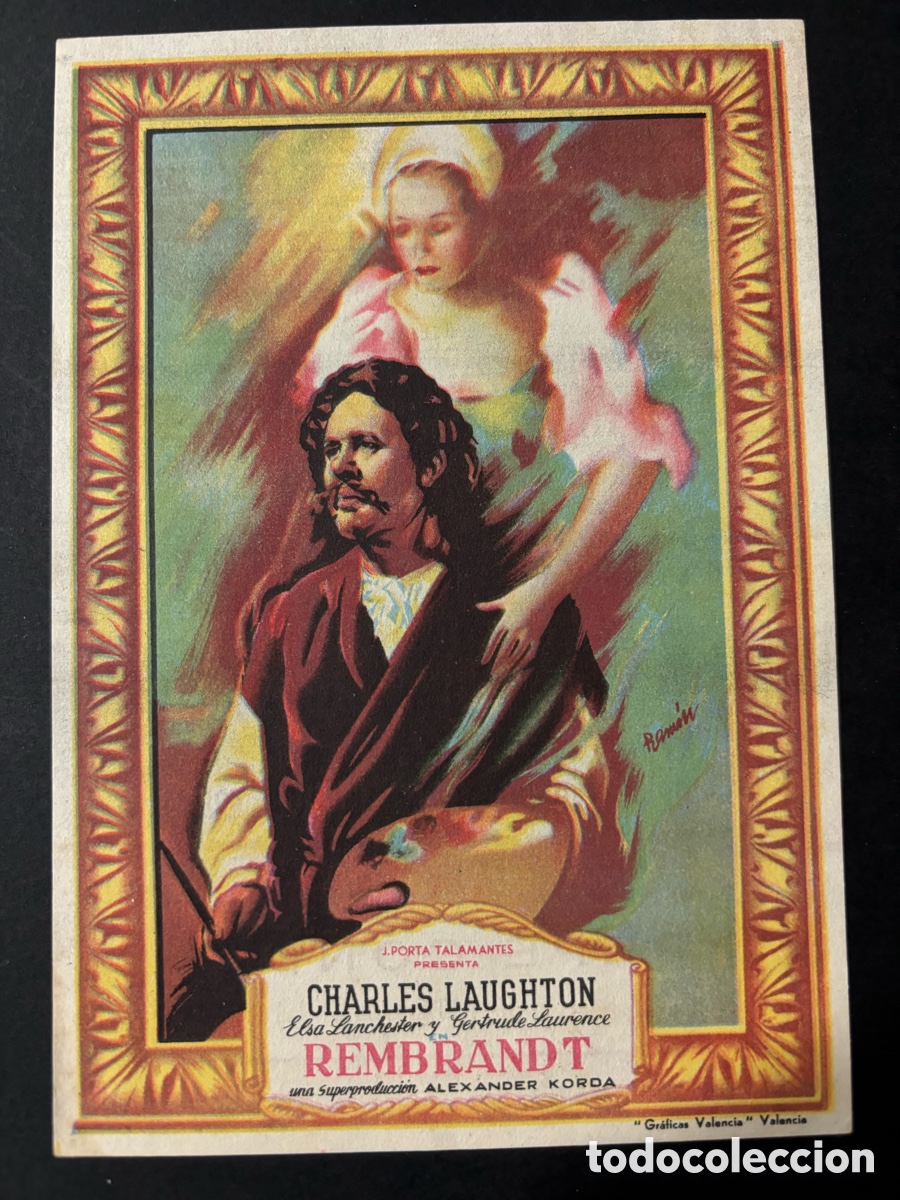  Foglietti di film di film antichi di cinema: Programa Rembrandt charles laughton con publicidad gran teatro Alcira A10