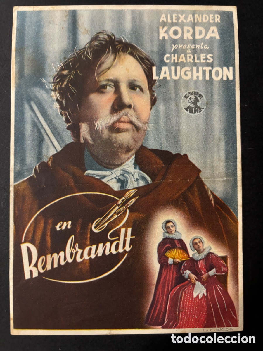  Foglietti di film di film antichi di cinema: Programa Rembrandt charles laughton con publicidad cines bohemio y Galileo A10
