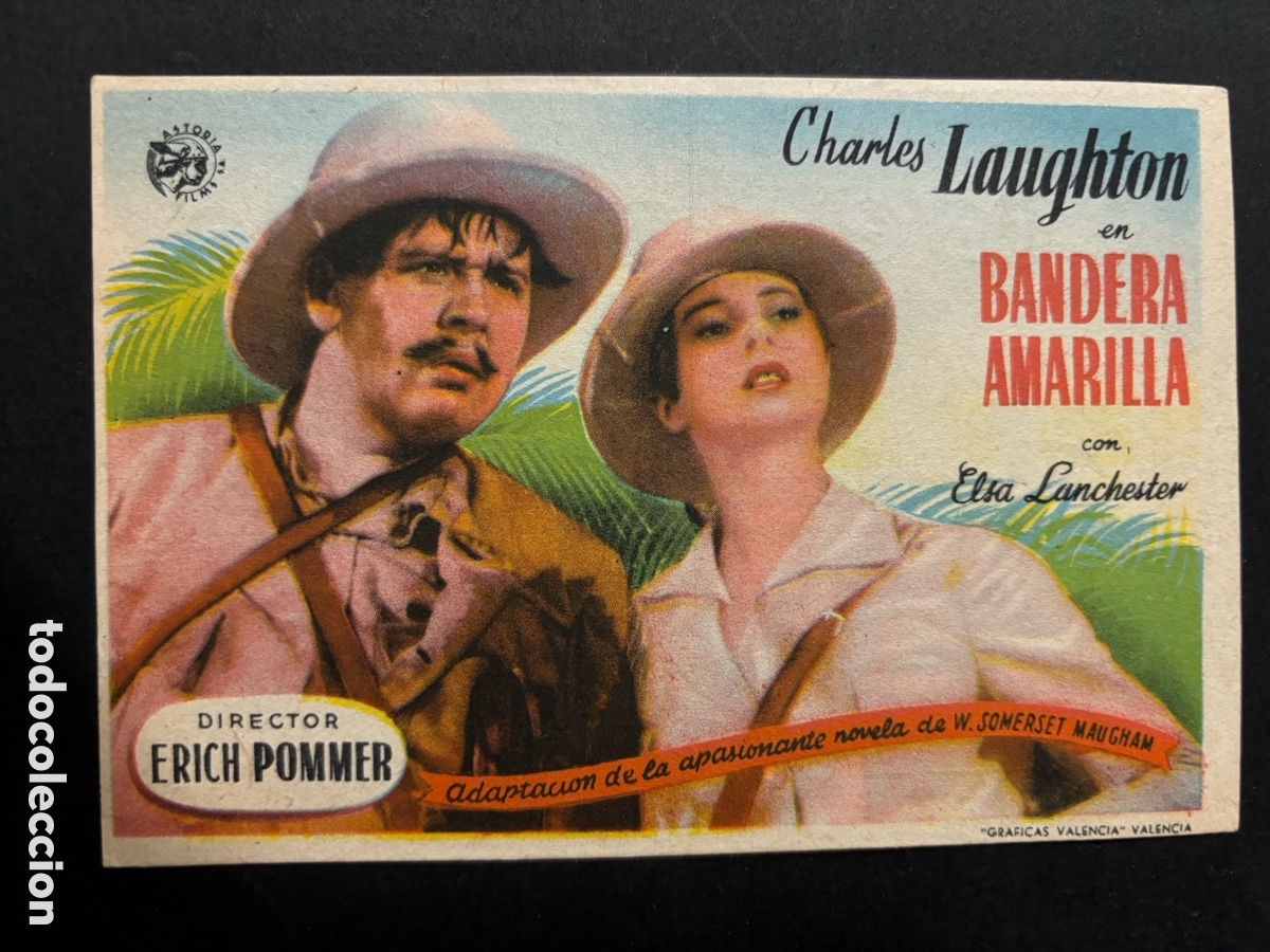 Cine: Programa bandera amarilla charles laughton con publicidad cine avenida Alcoy A10