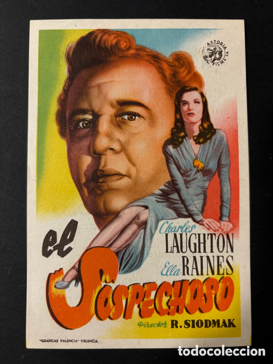 Cine: Programa el sospechoso charles laughton con publicidad cine coliseo olympia A10