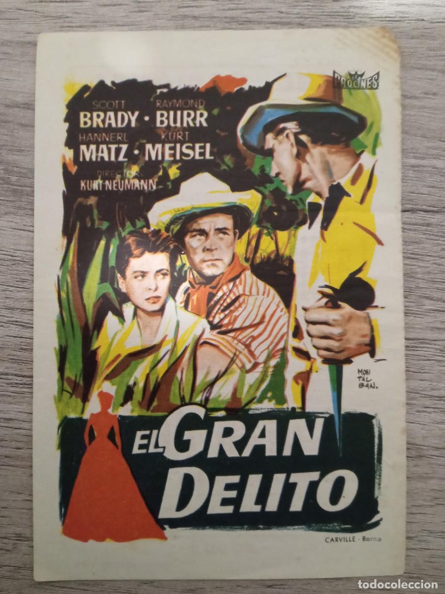 Cine: EL GRAN DELITO, SCOTT BRADY, CINE NACIONAL, CASSA DE LA SELVA, GERONA, 1959