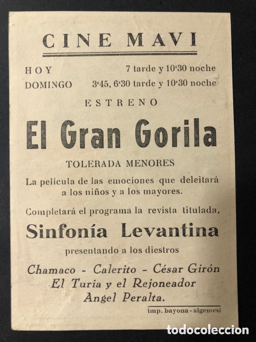 Cine: Programa el gran gorila con publicidad cine Mavi algemesi A11 - Foto 2