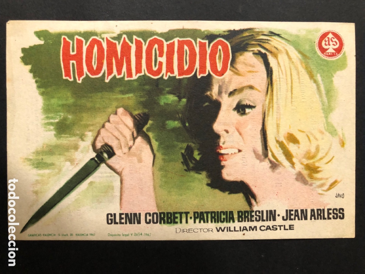 Kino: Programa homicidio glenn corbett con publicidad cine ateneo tarrega A11