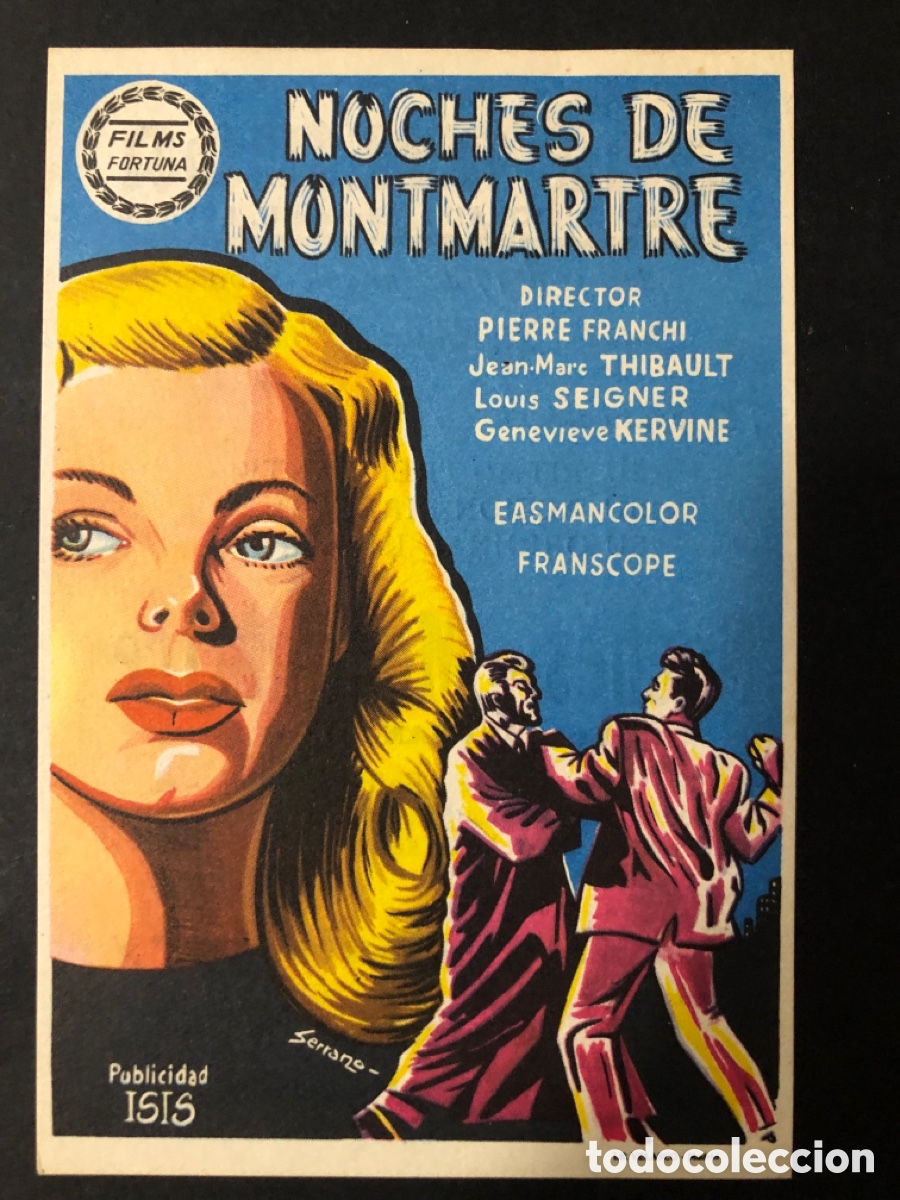 Folhetos de m&atilde;o de filmes antigos de cinema: Programa noches de montmartre con publicidad cine avenida valencia A11