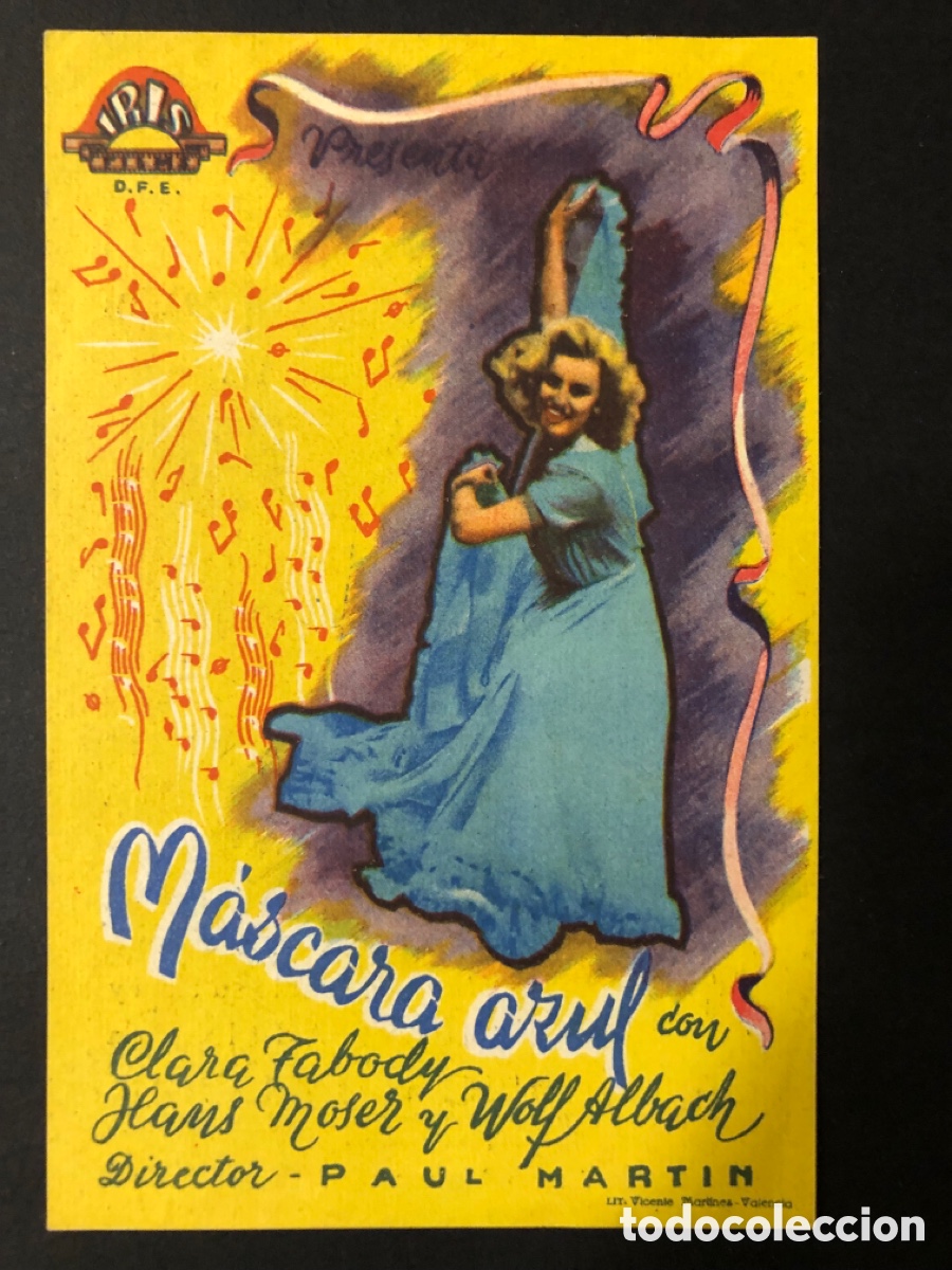 Folhetos de m&atilde;o de filmes antigos de cinema: Programa m&aacute;scara azul clara tabody con publicidad cine plaza de toros ubeda A11