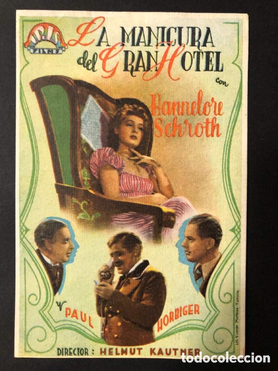 Folhetos de m&atilde;o de filmes antigos de cinema: Programa la manicura del gran hotel con publicidad cine verano plaza toros castellon A11