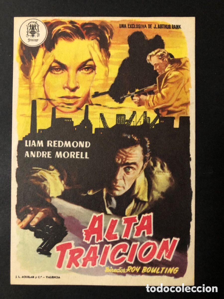Folhetos de m&atilde;o de filmes antigos de cinema: Programa alta traicion liam redmond con publicidad uni&oacute;n musical liria A11