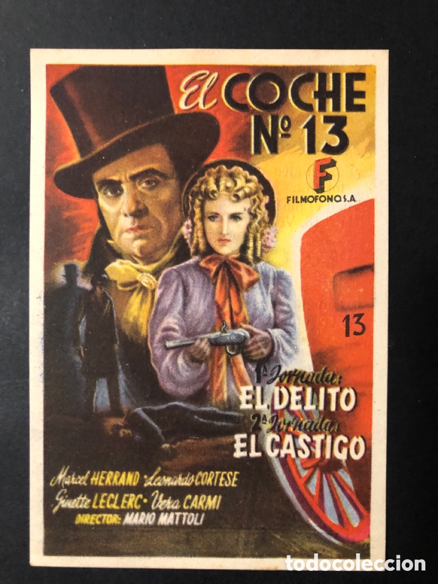 Folhetos de m&atilde;o de filmes antigos de cinema: Programa el coche N 13 con publicidad musical cinema anna A11