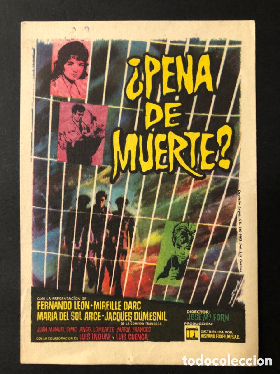 Folhetos de m&atilde;o de filmes antigos de cinema: Programa pe&ntilde;a de muerte mireille darc con publicidad cine moderno pedreguer A11