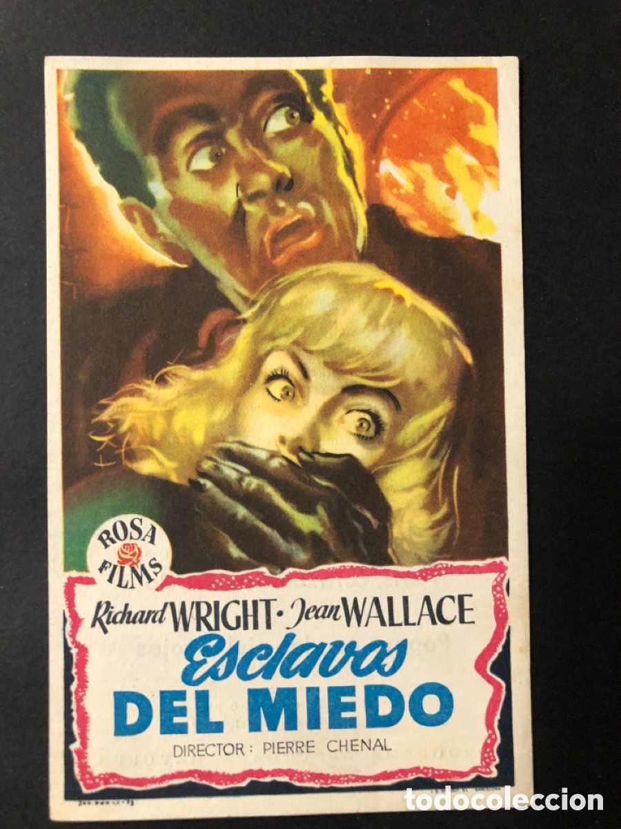 Folhetos de m&atilde;o de filmes antigos de cinema: Programa esclavos del miedo richard wright con publicidad cine victoria cassa A11