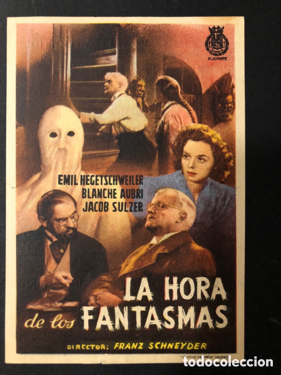 Folhetos de m&atilde;o de filmes antigos de cinema: Programa la hora de los fantasmas con publicidad cine cervantes Borriol A11