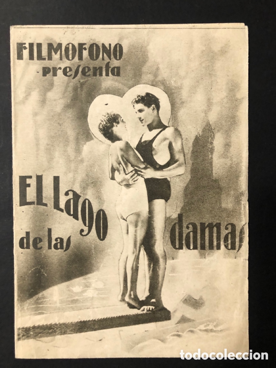 Folhetos de m&atilde;o de filmes antigos de cinema: Programa el lago de las damas simone Simon con publicidad cinema alhambra A10