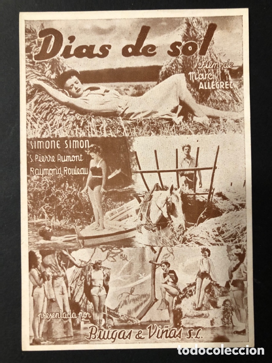 Folhetos de m&atilde;o de filmes antigos de cinema: Programa dias de sol simone Simon A10