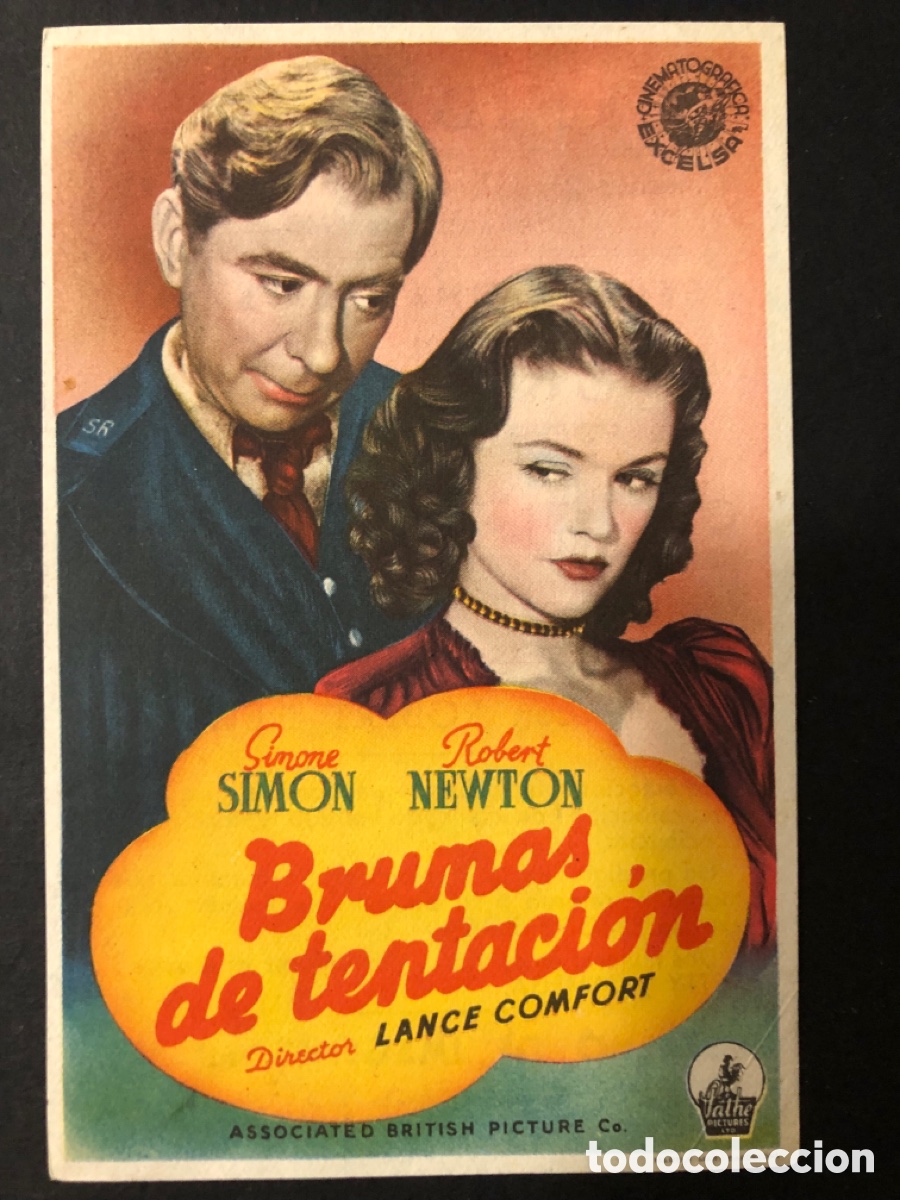 Folhetos de m&atilde;o de filmes antigos de cinema: Programa brumas de tentacion simone Simon con publicidad cine avenida alicante A10