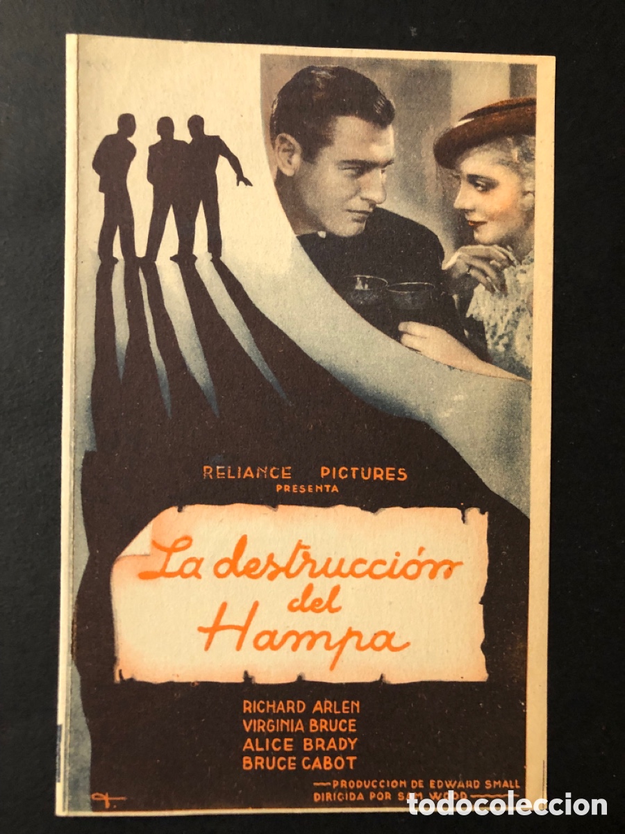 Folhetos de m&atilde;o de filmes antigos de cinema: Programa la destrucci&oacute;n del hampa richard arlen con publicidad teatre principal olot A10