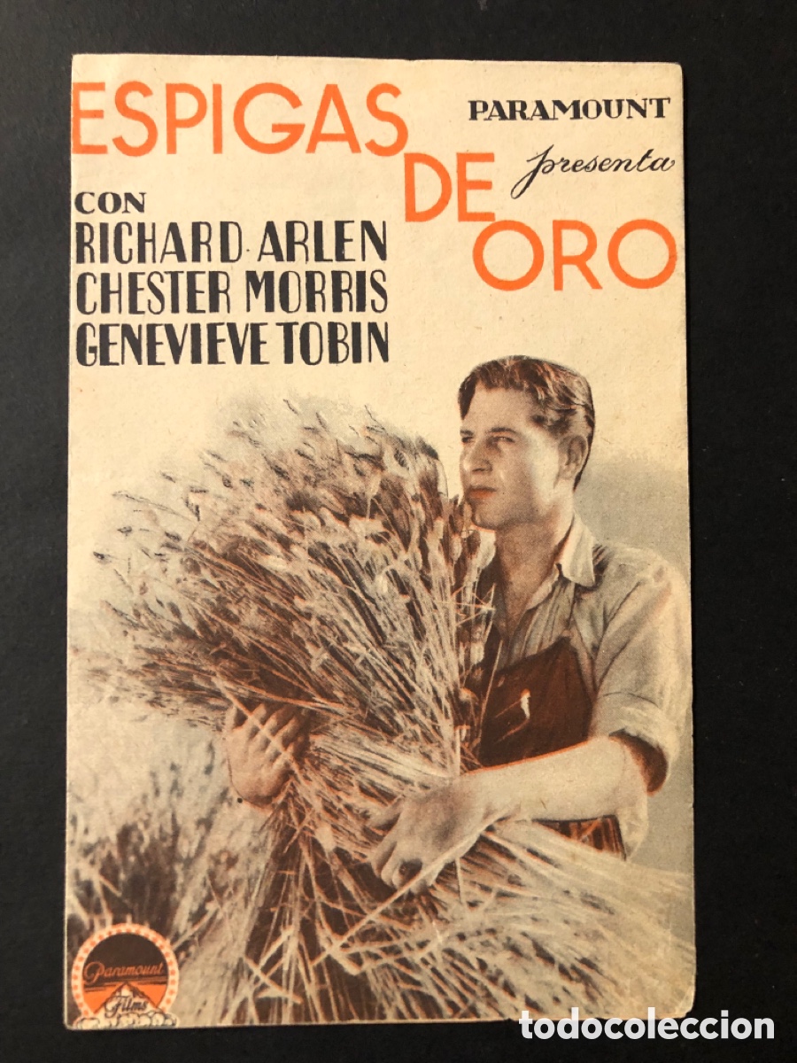 Folhetos de m&atilde;o de filmes antigos de cinema: Programa espigas de oro richard arlen con publicidad L,escala torroella de montgri A10