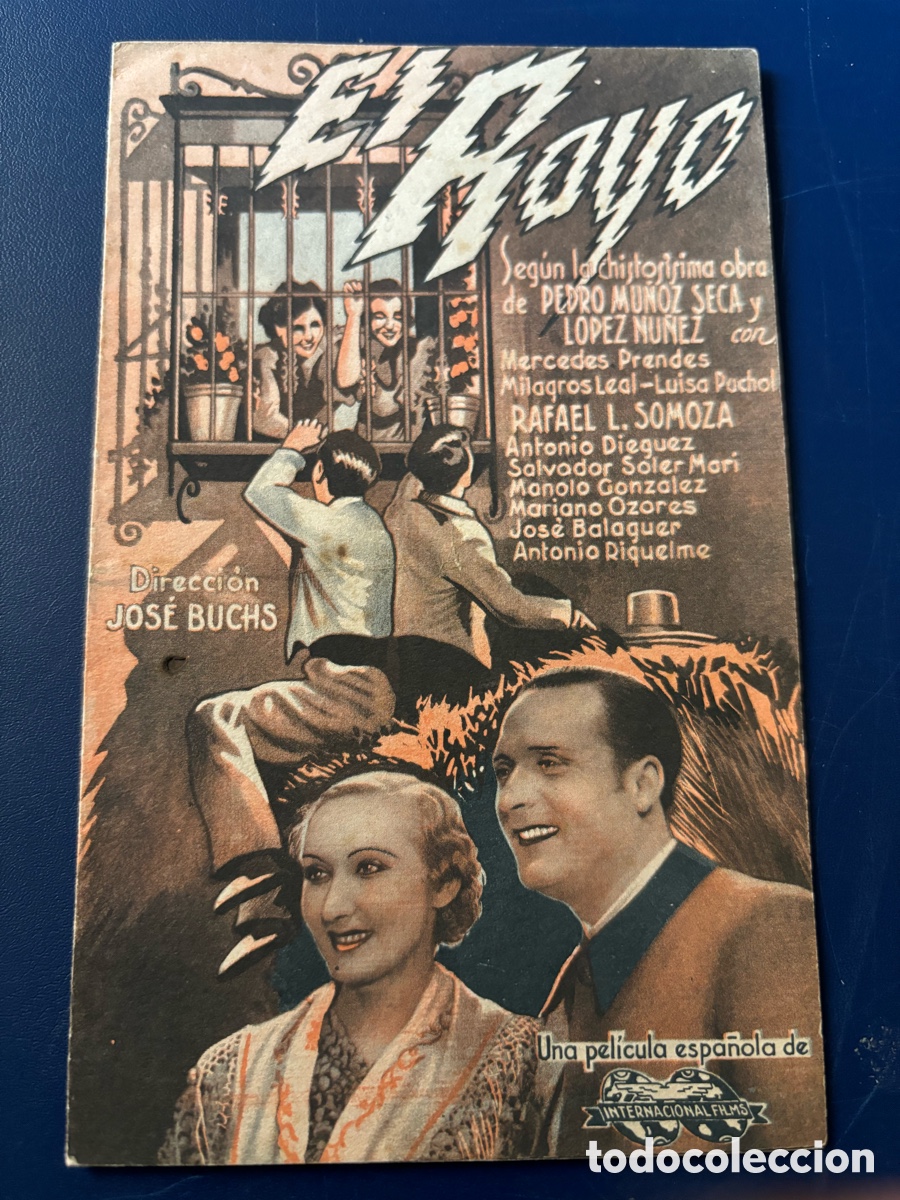 Folhetos de m&atilde;o de filmes antigos de cinema: Programa el rayo Mercedes prendes con publicidad gran cine ideal y casino la alianza A5