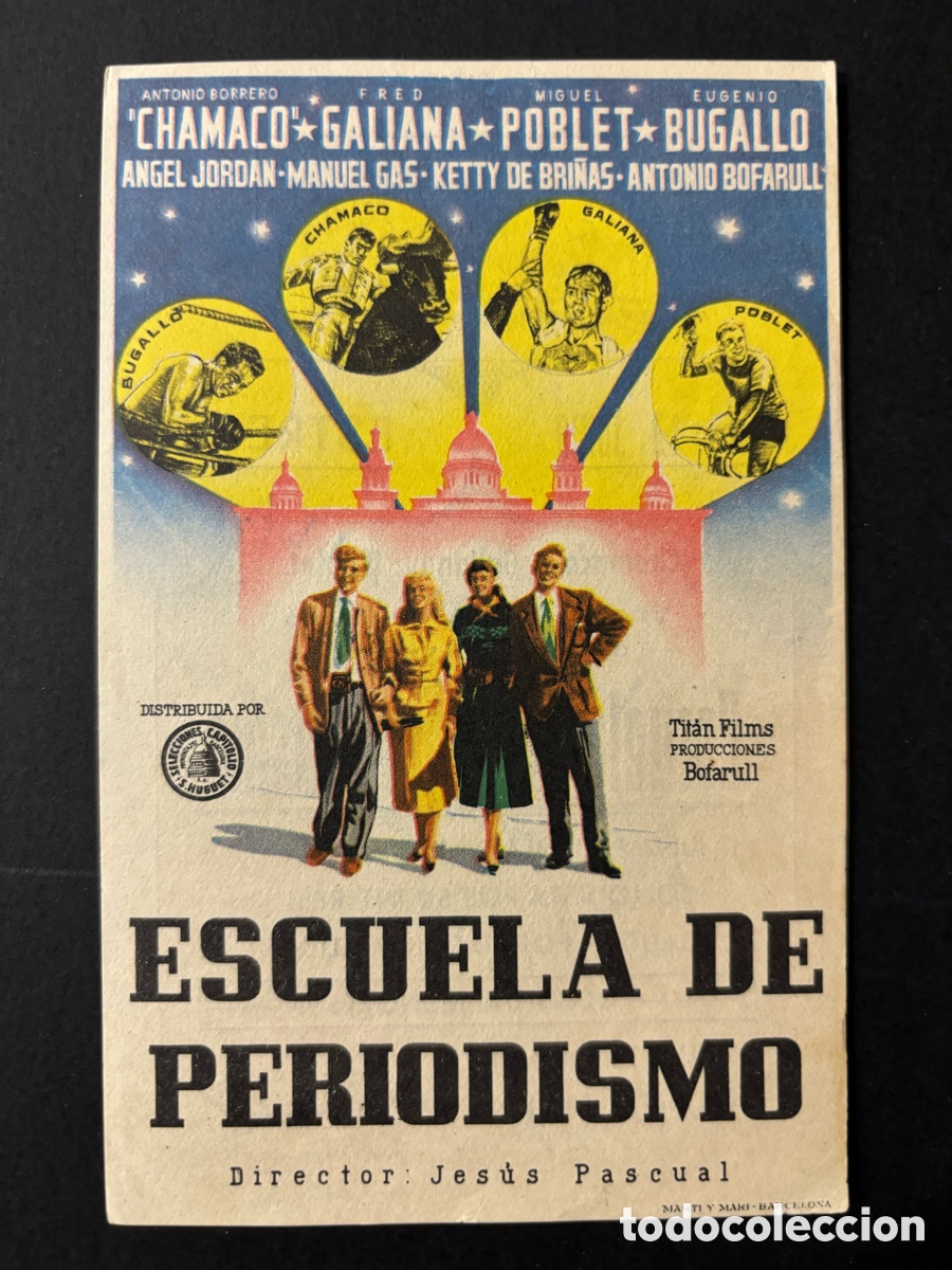 Folhetos de m&atilde;o de filmes antigos de cinema: Programa escuela de periodismo con publicidad palacio avenida sala astoria A5