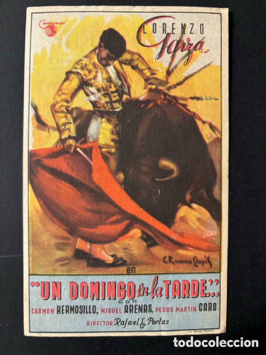 Folhetos de m&atilde;o de filmes antigos de cinema: Programa un domingo en la tarde Lorenzo garza con publicidad sal&oacute;n Anita Jerez de los caballeros A5