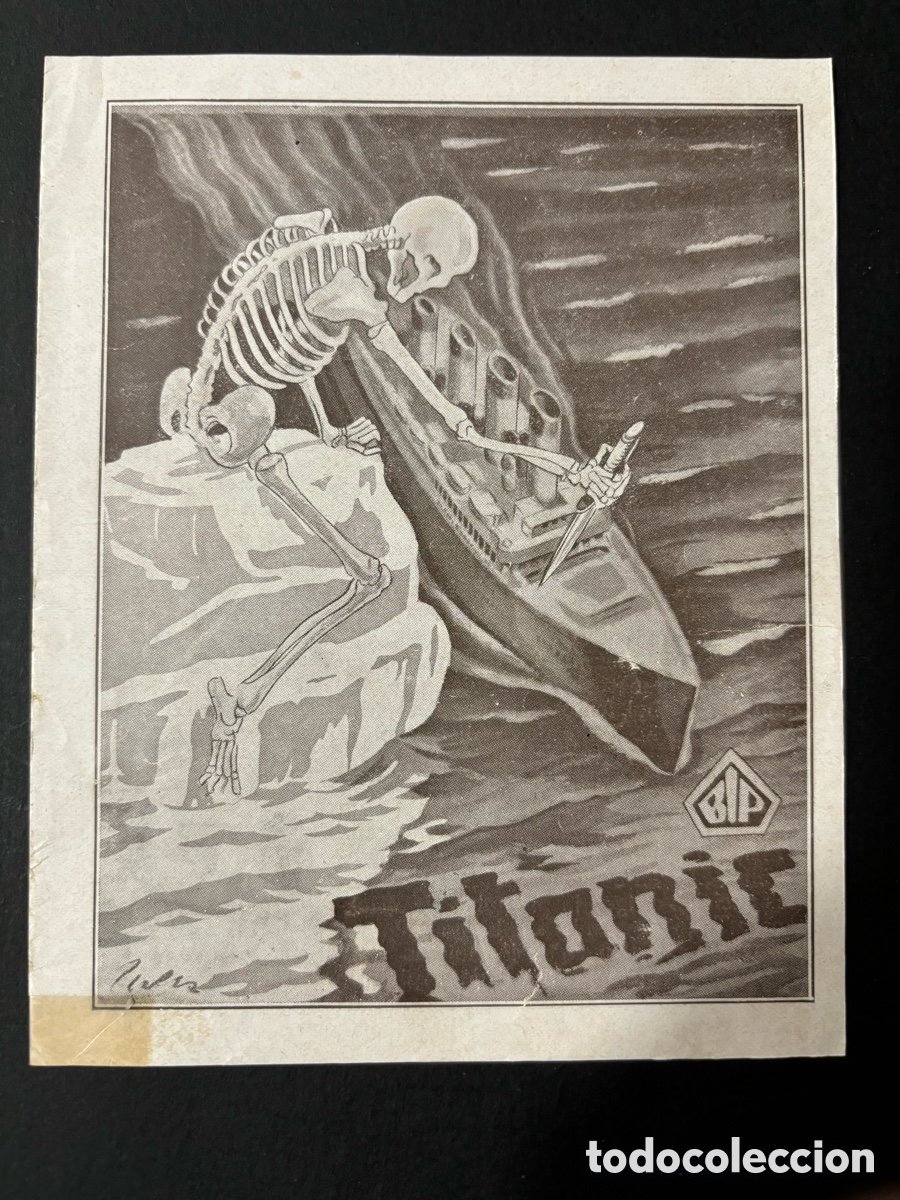 Folhetos de m&atilde;o de filmes antigos de cinema: Programa U films Titanic Ellaline Terris con publicidad cine municipal C&aacute;diz A11