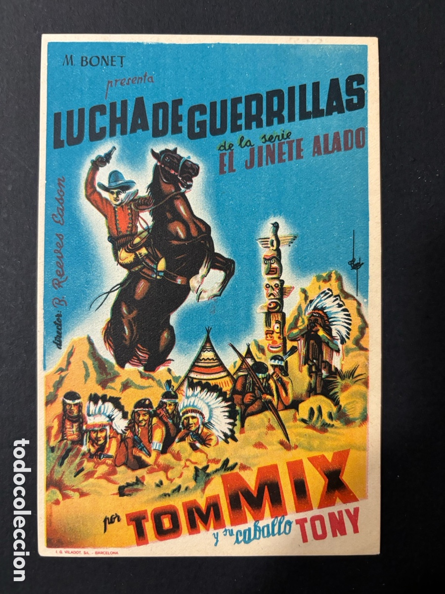 Folhetos de m&atilde;o de filmes antigos de cinema: Programa lucha de guerrillas tom mix A2