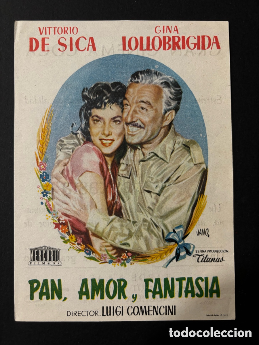  Foglietti di film di film antichi di cinema: Programa pan amor y fantas&iacute;a Vittorio de Sica con publicidad gran cinema coca A2