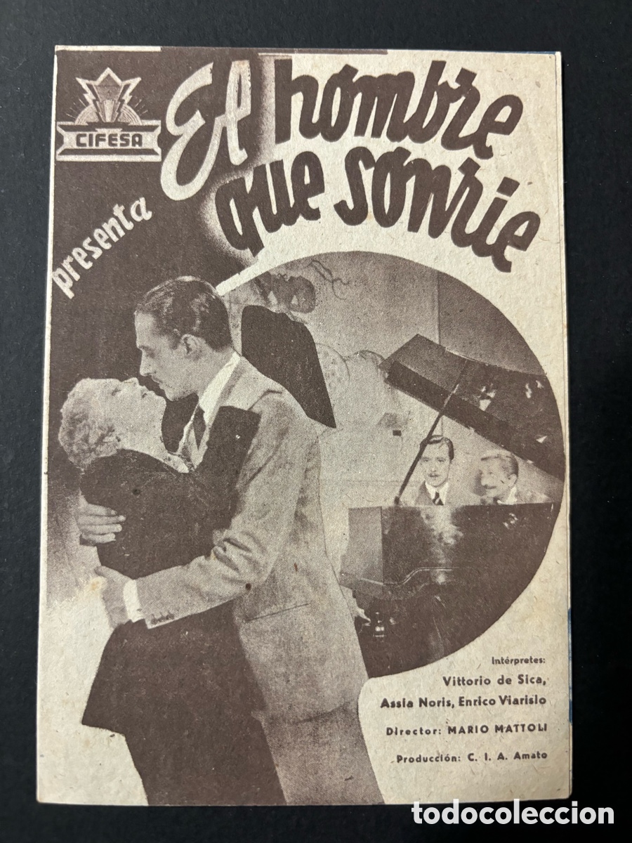  Foglietti di film di film antichi di cinema: Programa el hombre que sonr&iacute;e Vittorio de Sica con publicidad cinema l&iacute;rico A2