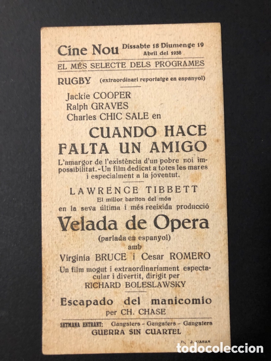 Cine: Programa velada de &oacute;pera virginia bruce con publicidad cine nou A1 - Foto 2