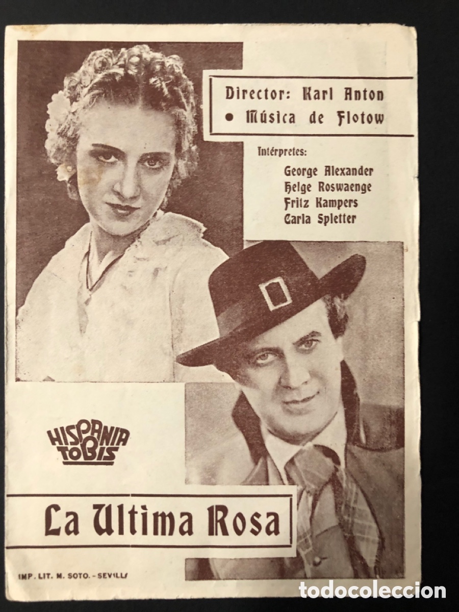  Flyers Publicitaires de films Anciens: Programa la &uacute;ltima rosa george alexander con publicidad cine espa&ntilde;a A4