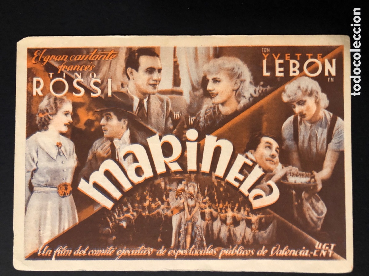  Flyers Publicitaires de films Anciens: Programa Marianela tino Rossi con publicidad cine coliseum A7