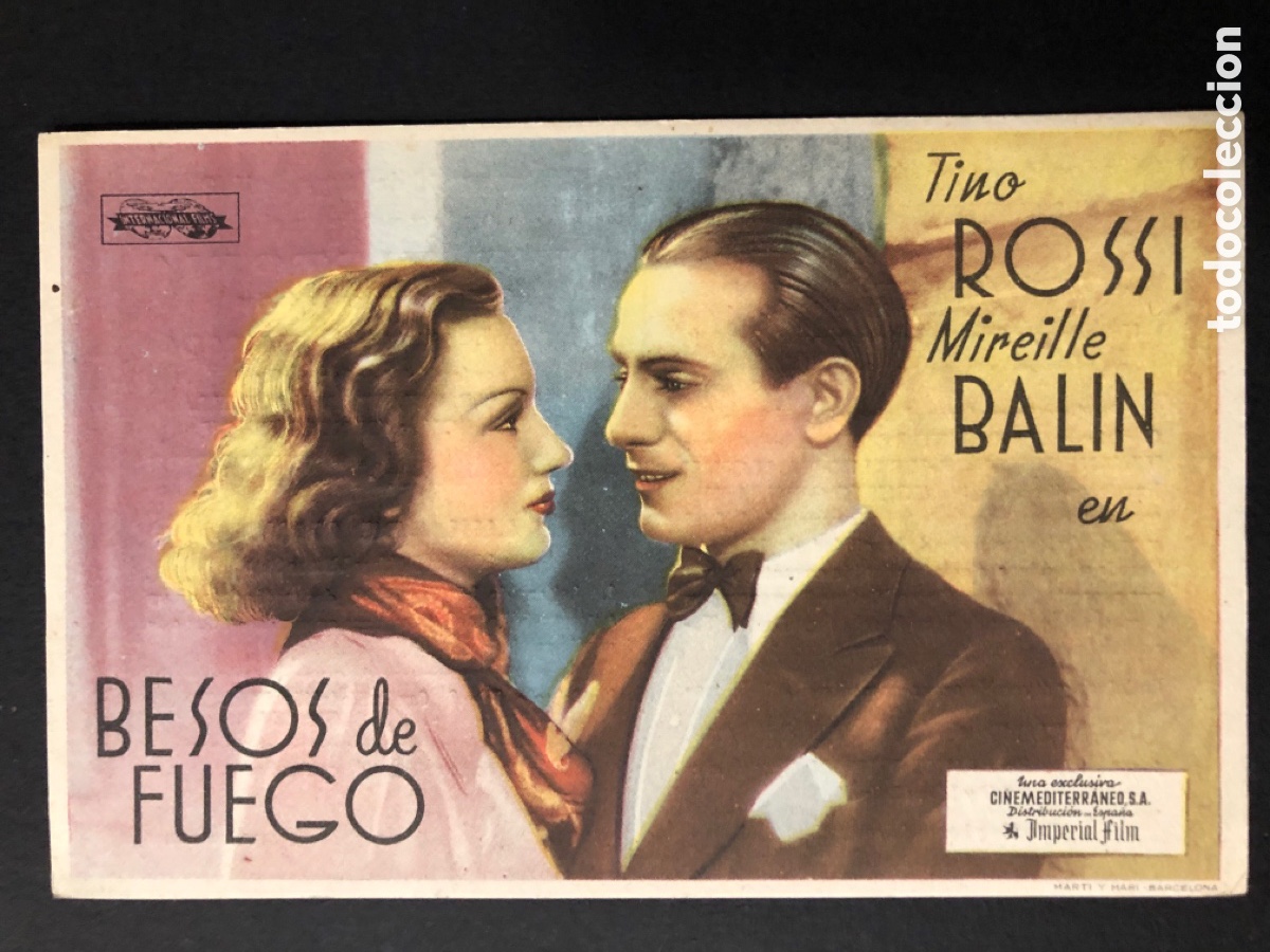  Flyers Publicitaires de films Anciens: Programa besos de fuego tino Rossi con publicidad cine oriente A7