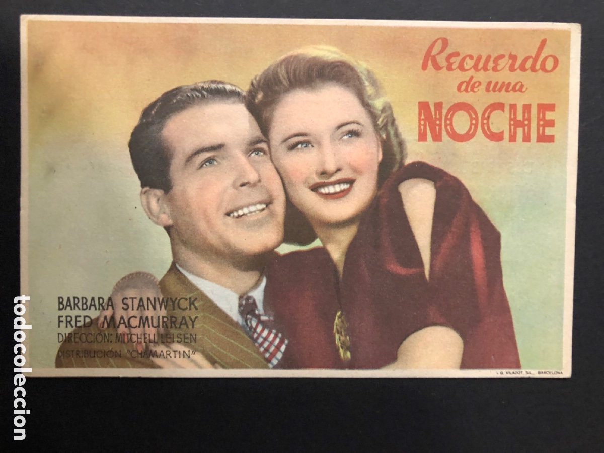  Foglietti di film di film antichi di cinema: Programa recuerdo de una noche barbara stanwyck con publicidad cine dorado zaragoza A12