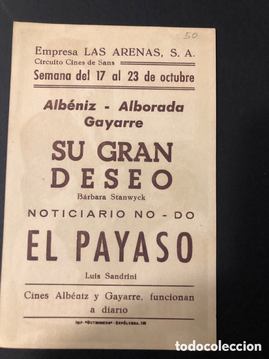 Cine: Programa su gran deseo barbara stanwyck con publicidad cines de sans A12 - Foto 2