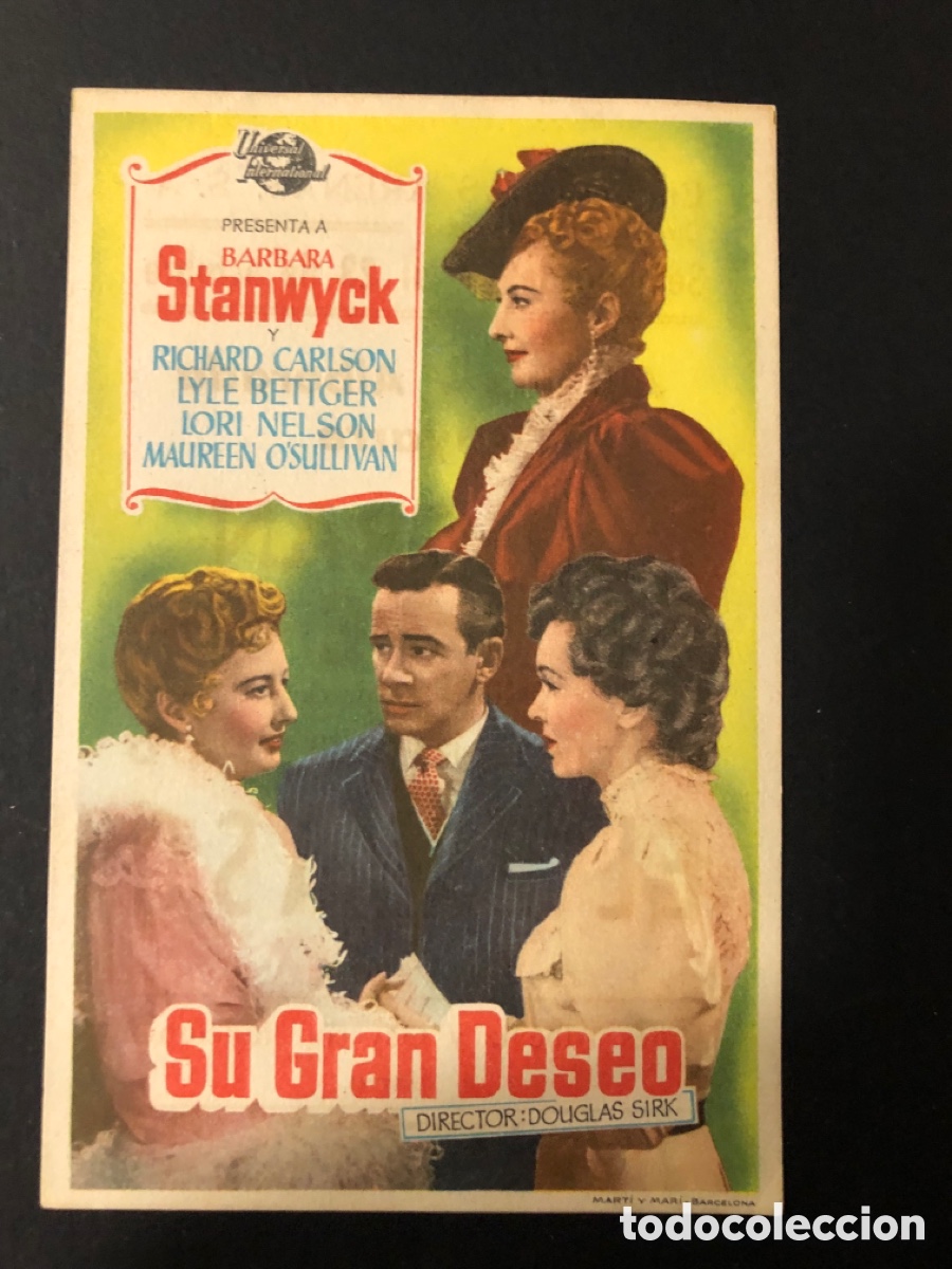  Foglietti di film di film antichi di cinema: Programa su gran deseo barbara stanwyck con publicidad cines de sans A12