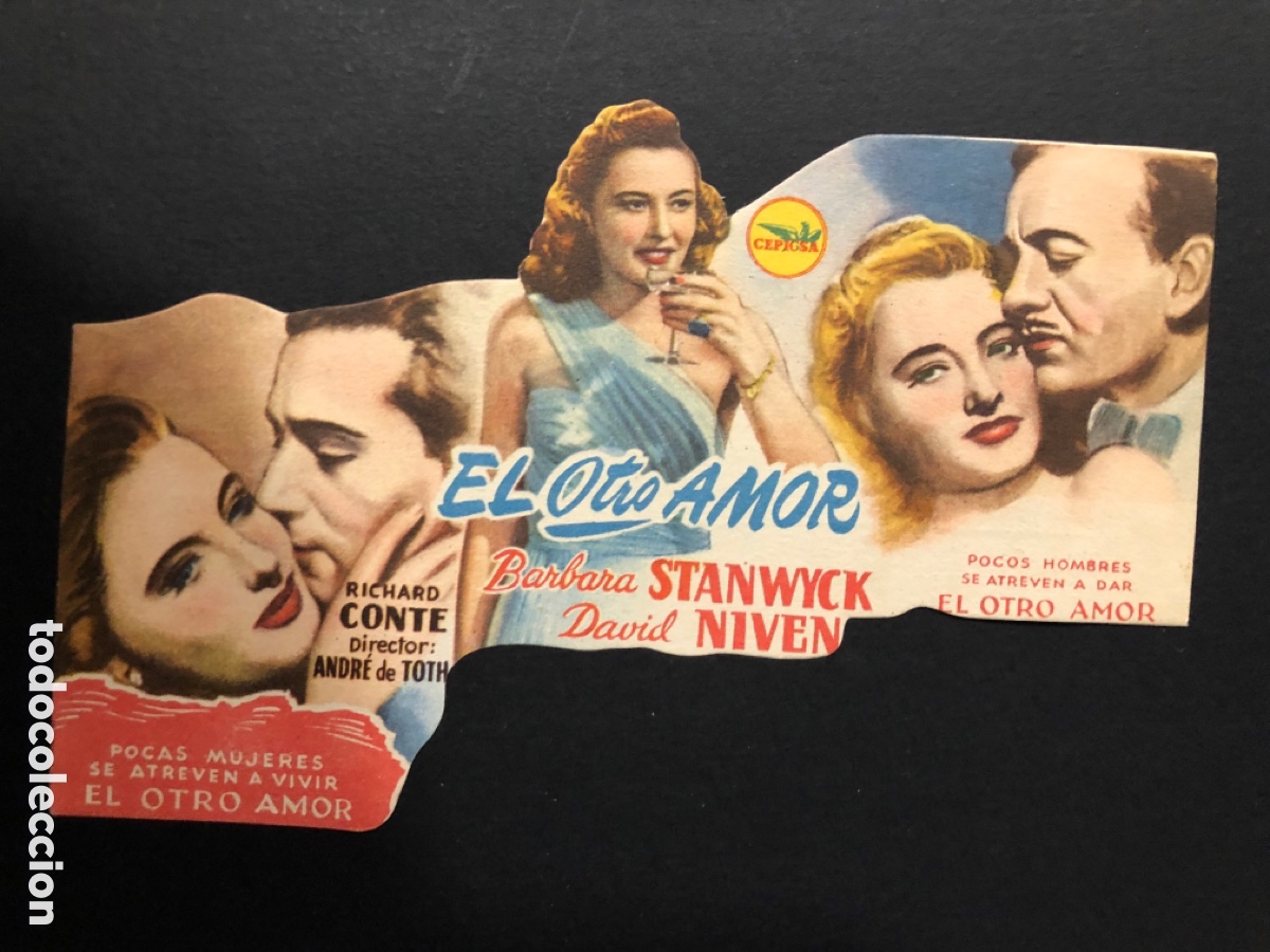  Foglietti di film di film antichi di cinema: Programa troquelado el otro amor barbara stanwyck con publicidad cine victoria isla cristina A12
