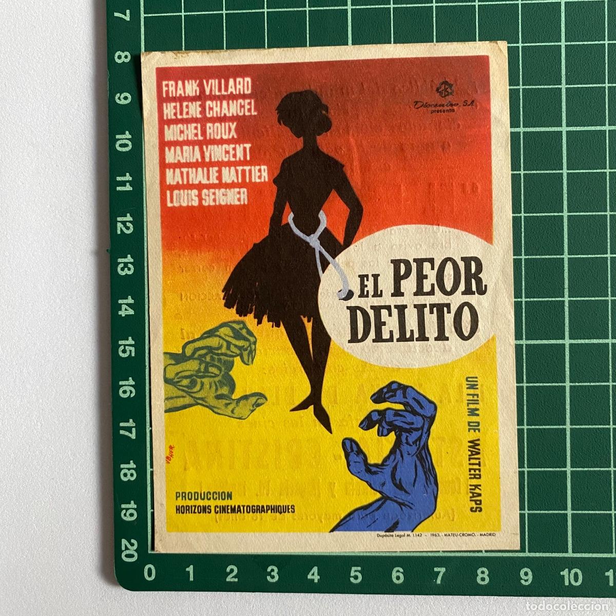 Cine: Programa de cine folleto de mano pelicula El peor delito - Foto 1