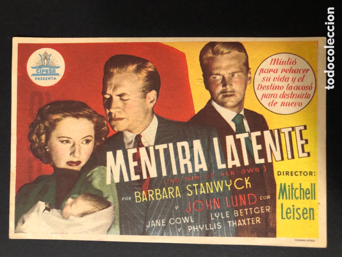  Foglietti di film di film antichi di cinema: Programa mentira latente barbara stanwyck con publicidad cine sur mislata A12