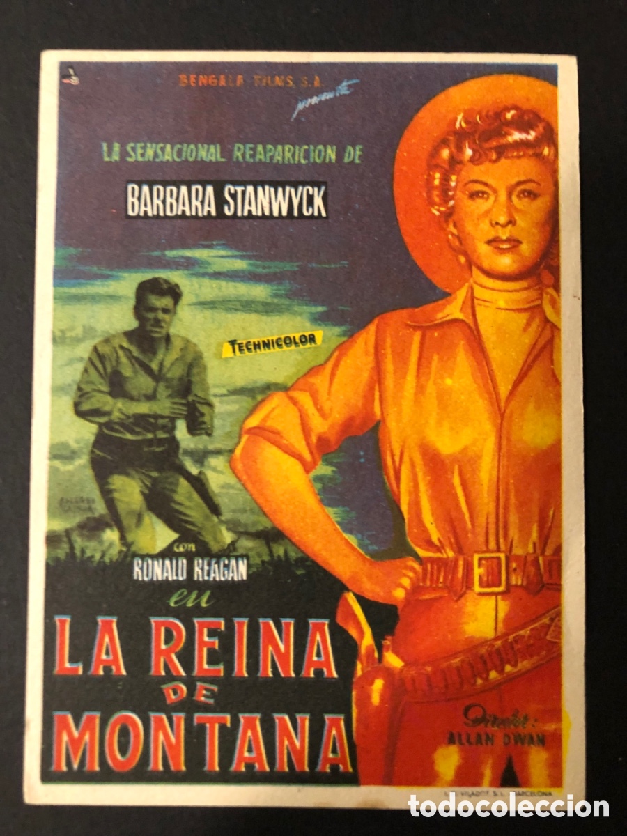  Foglietti di film di film antichi di cinema: Programa la reina de montana barbara stanwyck con publicidad cine bartrina A12
