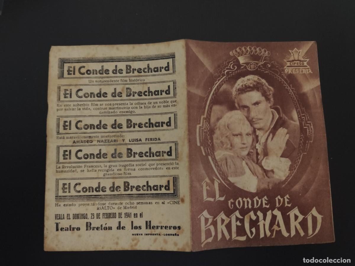  Foglietti di film di film antichi di cinema: El Conde de Breghard Doble con publicidad Teatro Bret&oacute;n de los Herreros Logro&ntilde;o