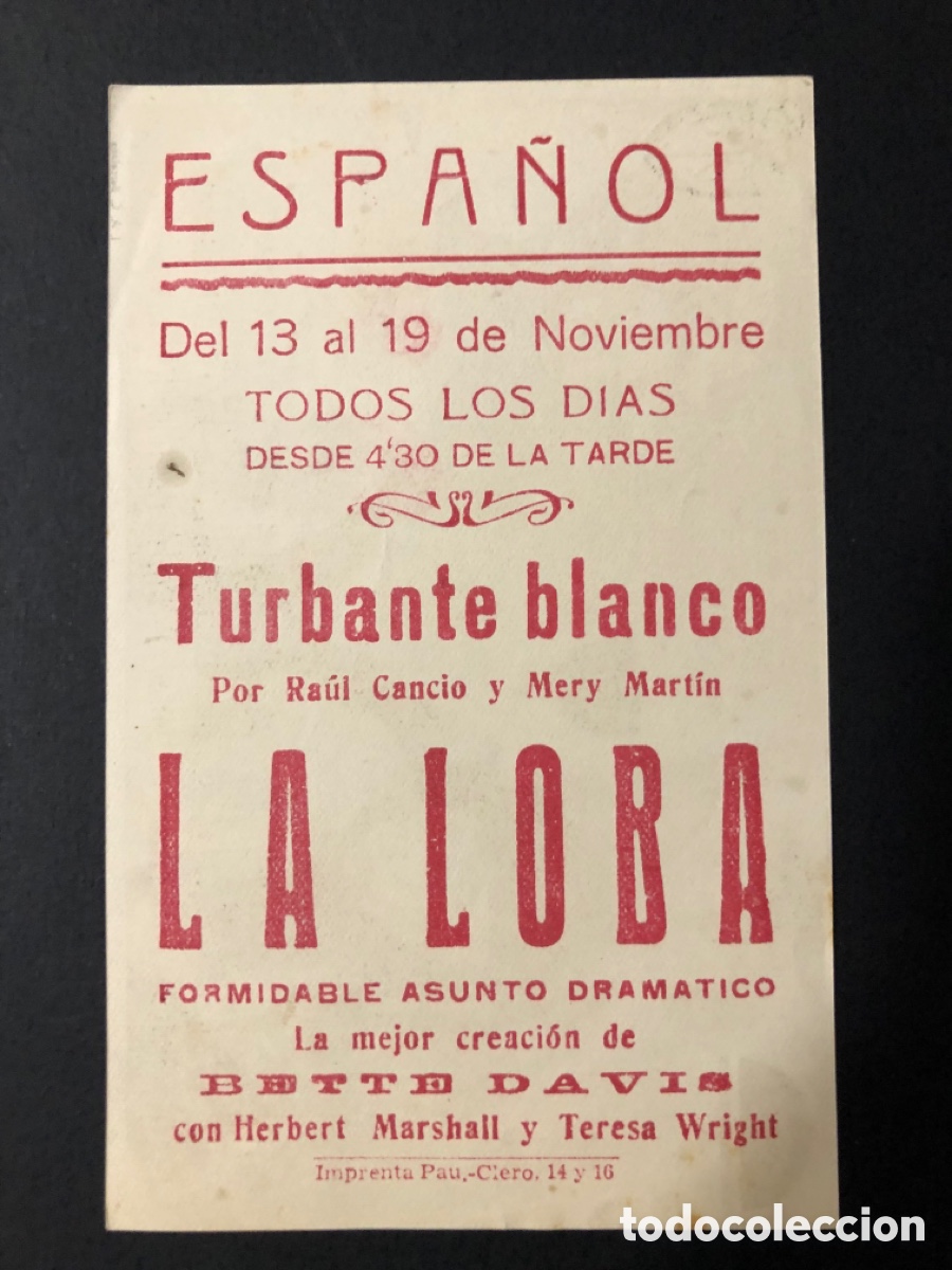 Cine: Programa la loba bette davis con publicidad cine espa&ntilde;ol mislata A12 - Foto 2