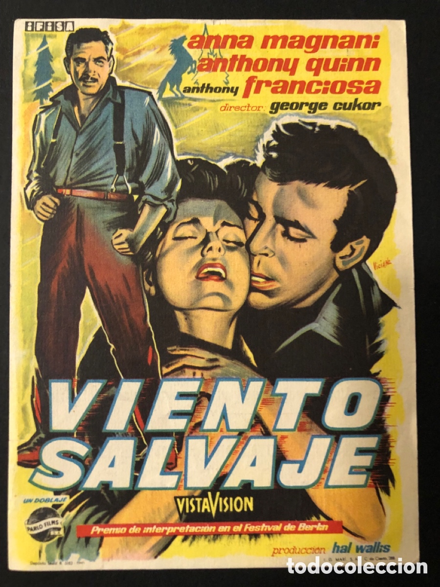  Foglietti di film di film antichi di cinema: Programa viento salvaje Anna magnani con publicidad cine majestic valencia A12