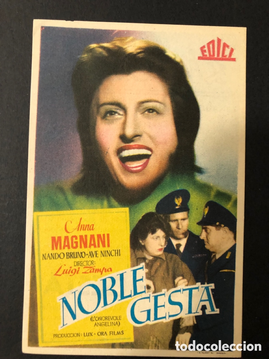  Foglietti di film di film antichi di cinema: Programa noble gesta Anna magnani con publicidad cine l&iacute;rico valelencia A12