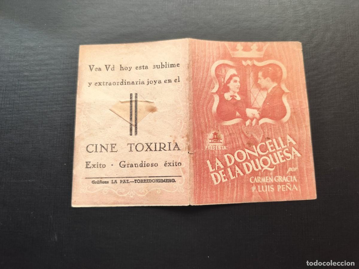  Foglietti di film di film antichi di cinema: La doncella de la duquesa doble con Publicidad Cine Toxiria Torredonjimeno