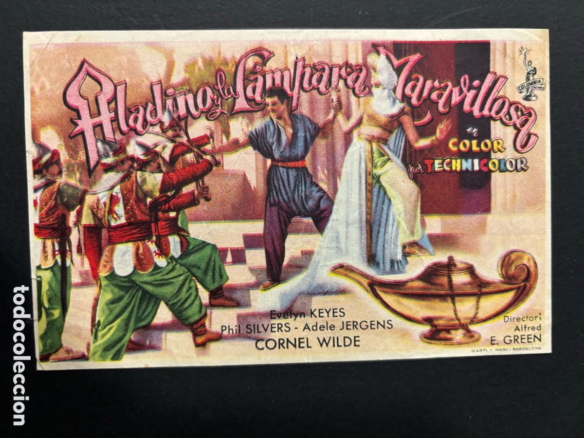  Flyers Publicitaires de films Anciens: Programa Aladino y la l&aacute;mpara maravillosa Evelyn keyes con publicidad cine sur Mislata A12