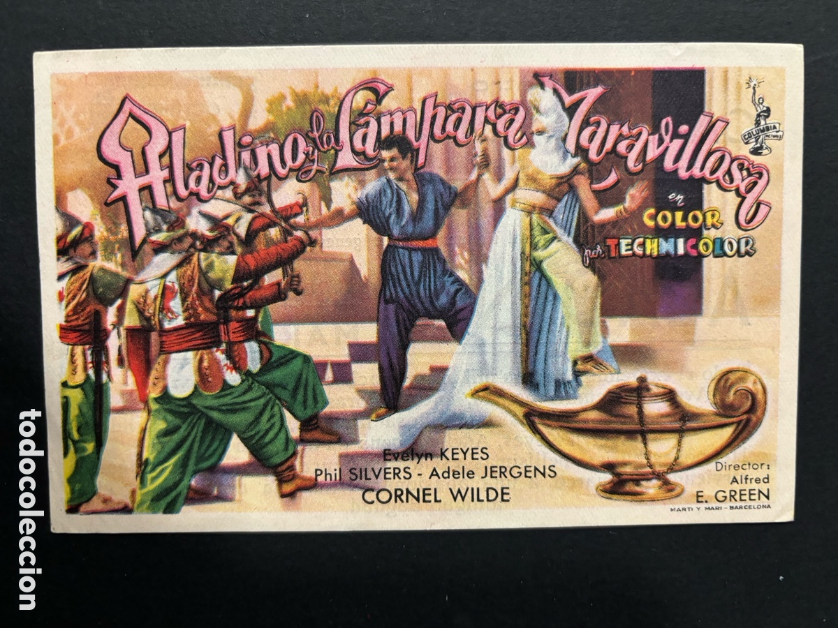  Flyers Publicitaires de films Anciens: Programa Aladino y la l&aacute;mpara maravillosa Evelyn keyes con publicidad teatro Campos el&iacute;seos A12