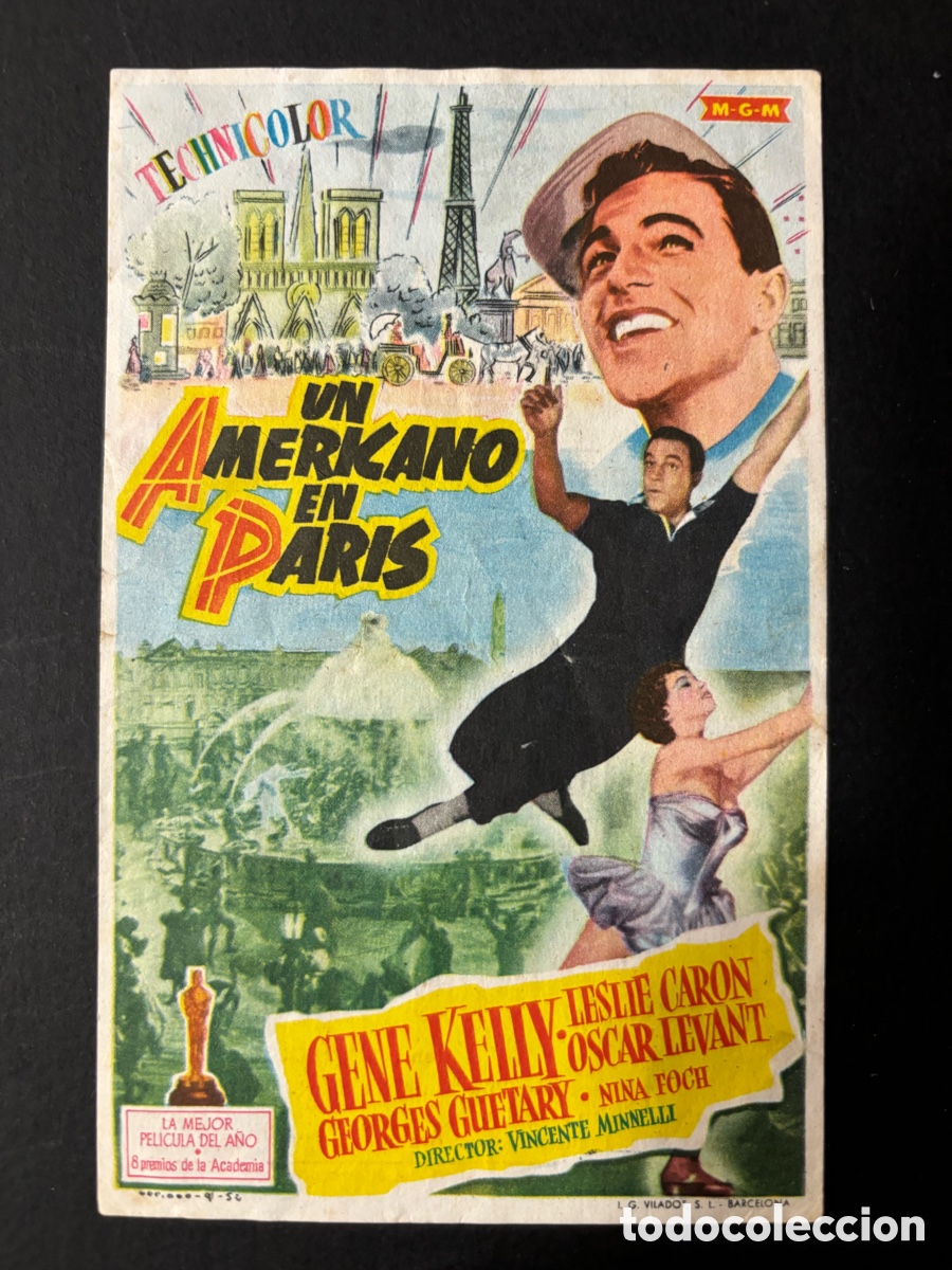  Flyers Publicitaires de films Anciens: Programa MGM un americano en paris con publicidad cine sur Mislata