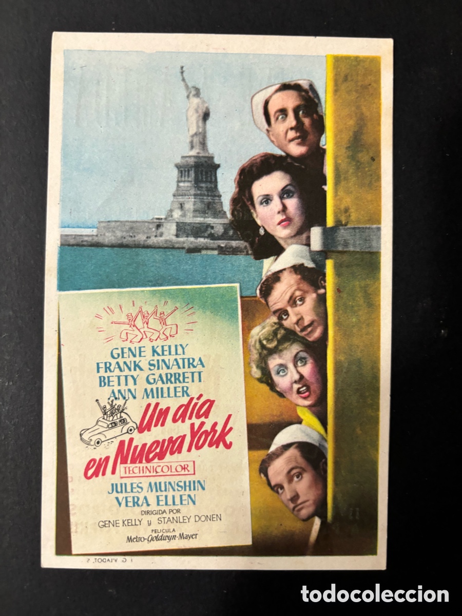  Flyers Publicitaires de films Anciens: Programa MGM un d&iacute;a en Nueva York Gene kelly con publicidad cine alameda Santander