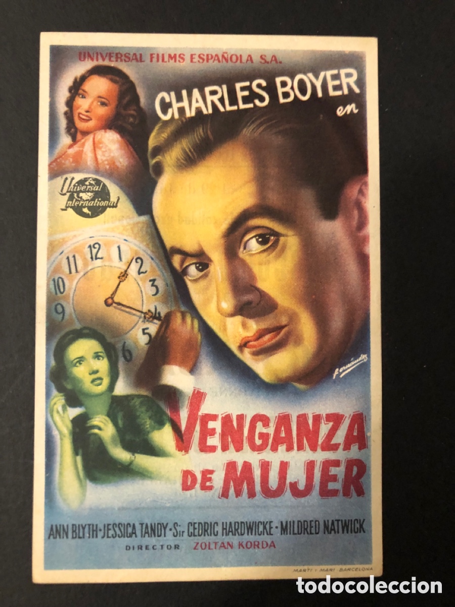  Flyers Publicitaires de films Anciens: Programa venganza de mujer charles boyer con publicidad cinema espa&ntilde;a A12